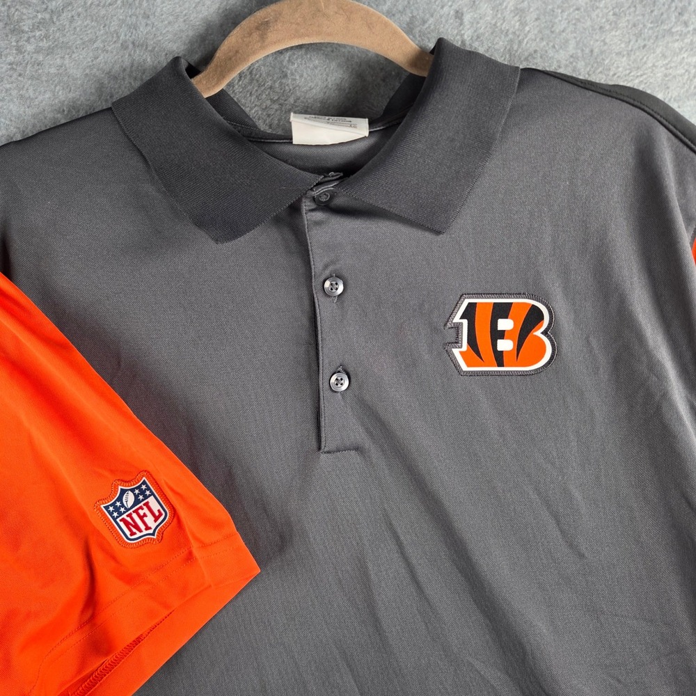 Nike Cincinnati Bengals NFL Polo Mens XL Grey Orange Dri-FIT Sideline Shirt